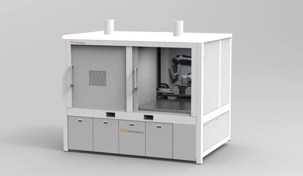 Roboterzelle mit einem Cobot von Universal Robots. UR10e